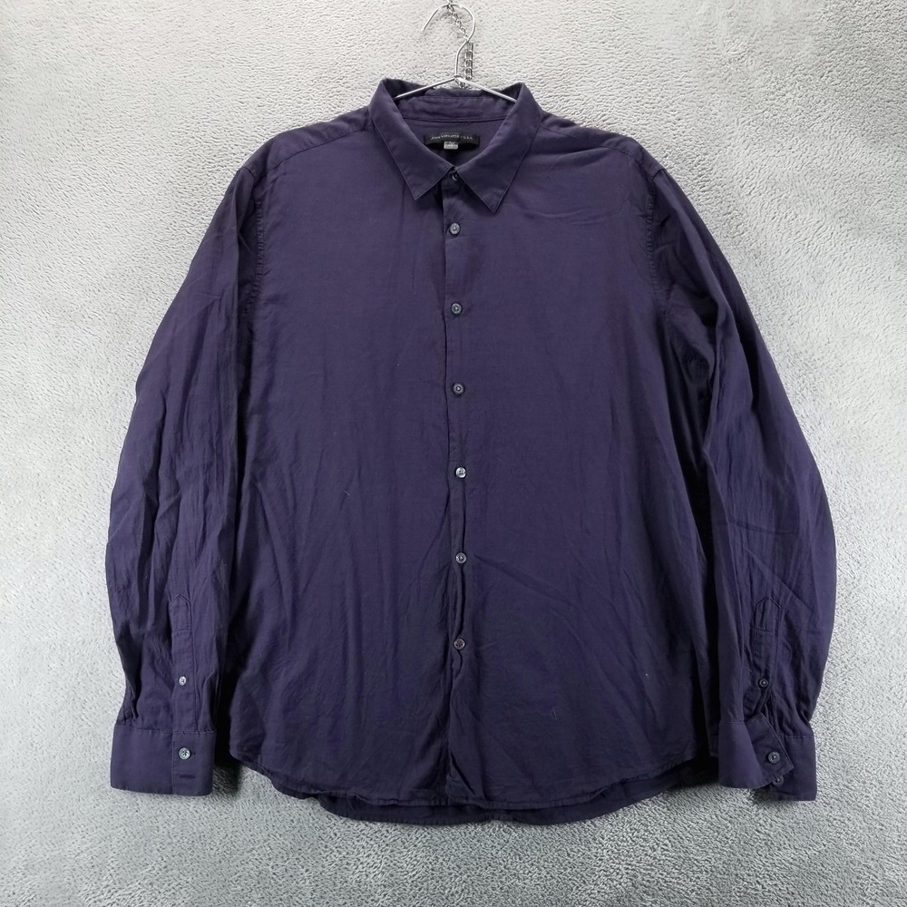 John Varvatos Shirt Mens XL Purple Solid Button Front Long Sleeve Collared